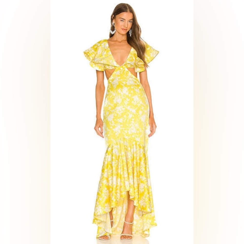 x REVOLVE Rae Maxi Dress in Yellow & White MICHAEL COSTELLO